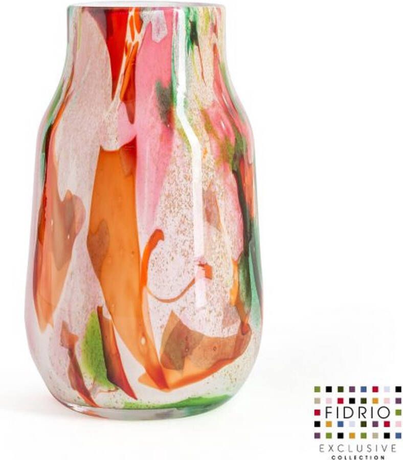 Fidrio Design Vaas VERONA MIXED COLOURS glas mondgeblazen bloemenvaas diameter 11 cm hoogte 36 cm