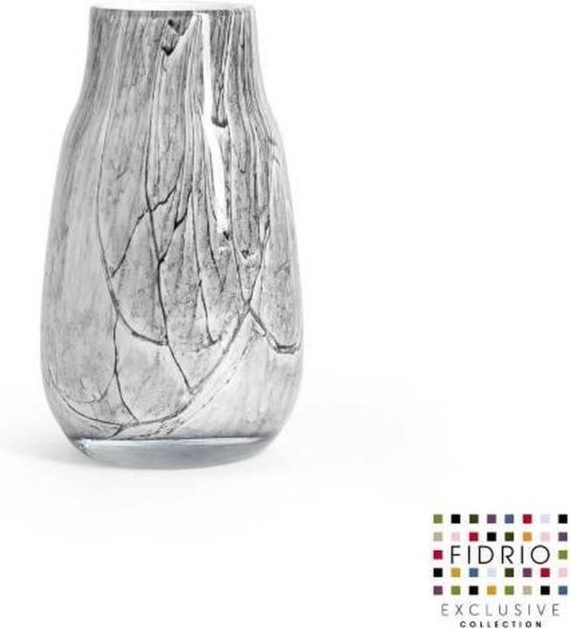 Fidrio Design vaas verona small CEMENT GREY glas mondgeblazen bloemenvaas diameter 7 cm hoogte 19 cm
