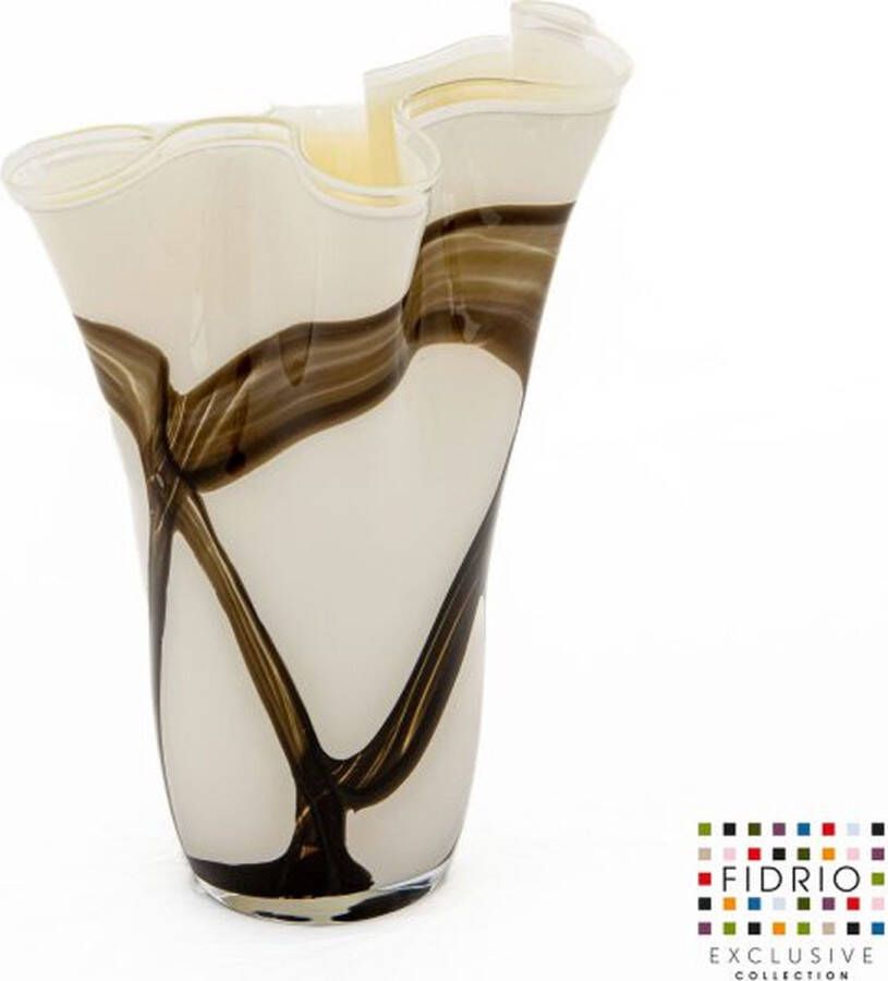 Fidrio Design Vaas WAVE BRUNO glas mondgeblazen bloemenvaas hoogte 35 cm
