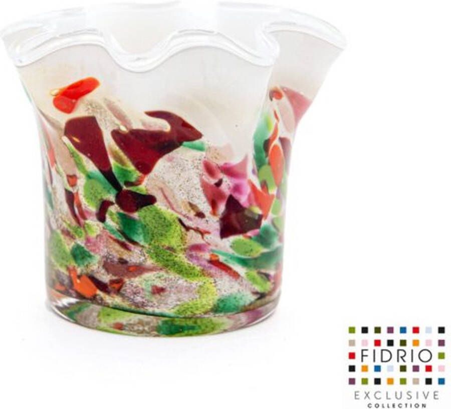 Fidrio Design Vaas Wave MIXED COLOURS glas mondgeblazen bloemenvaas hoogte 10 cm