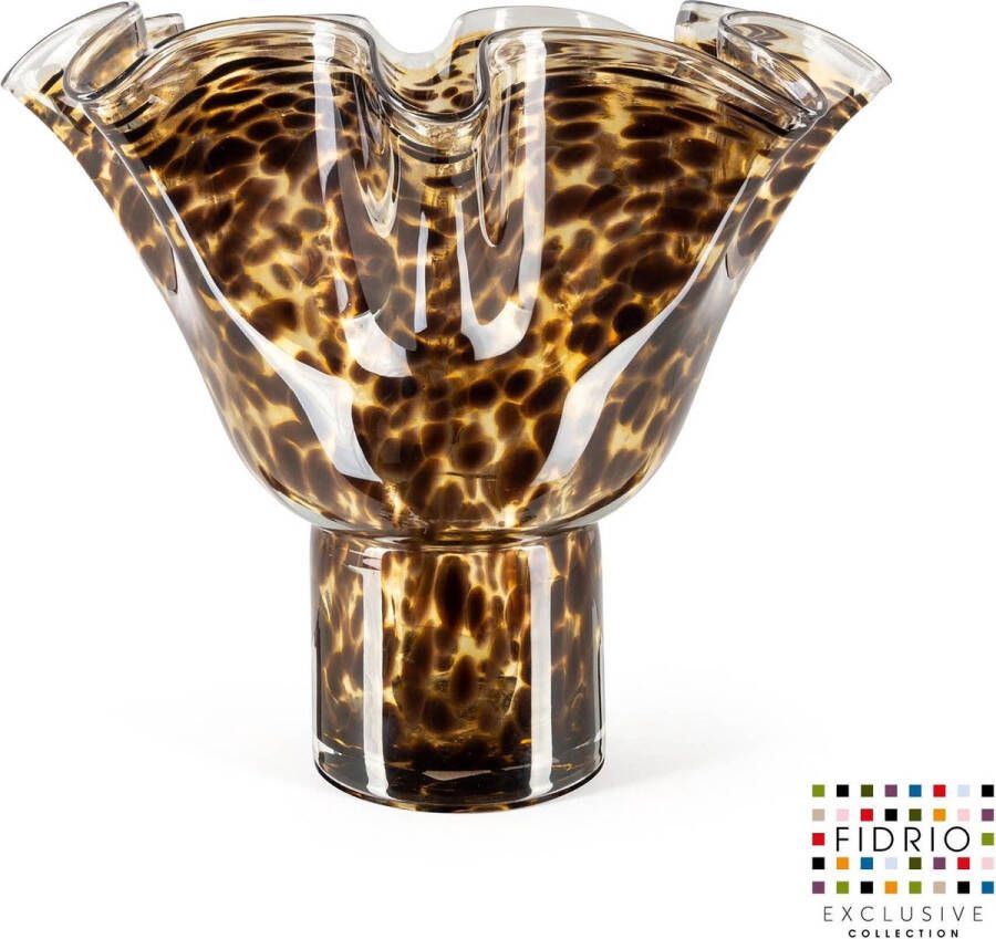 Fidrio Design vaas wave on base LEPPARD glas mondgeblazen bloemenvaas hoogte 35 cm
