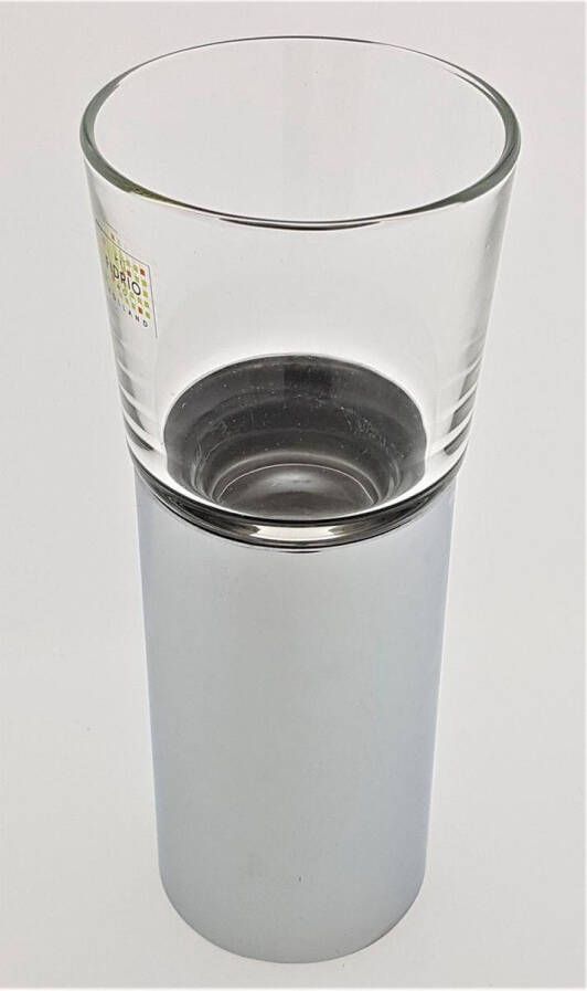 Fidrio tafel windlicht waxinelichthouder glas zilver glanzend RVS