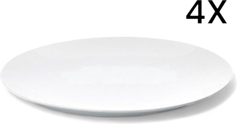 Fieldagold Borden 27 cm 4 Stuks Wit Horeca Set Pack Witte Borden Kwaliteit Porselein Dinerbord Ontbijtbord Lunchbord