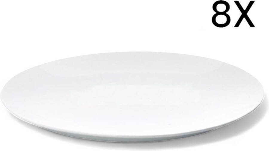 Fieldagold Borden 27 cm 8 Stuks Wit Horeca Set Pack Witte Borden Kwaliteit Porselein Dinerbord Ontbijtbord Lunchbord