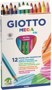 Dobeno Giotto Mega Tri Kleurpotloden Kartonnen Etui Met 12 Stuks In Geassorteerde Kleuren