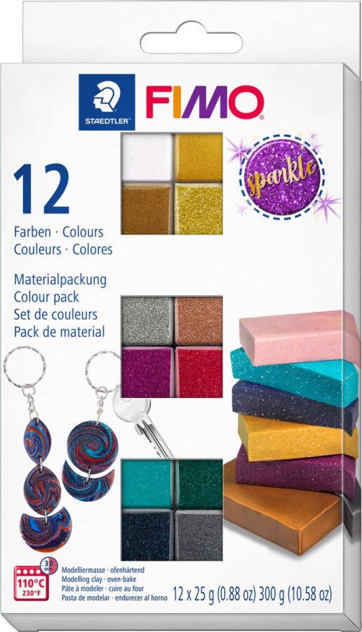 Fimo effect ovenhardende boetseerklei colour pack 12 kleuren sparkle colours