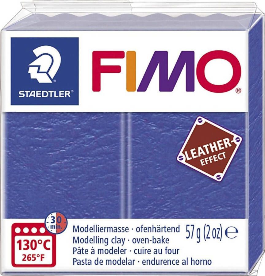 STAEDTLER FIMO leather-effect ovenhardende boetseerklei standaard blokje 57 g Indigo