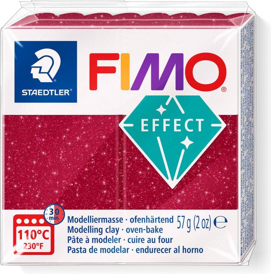 Fimo effect ovenhardende boetseerklei standaard blokje 57 g galaxy rood