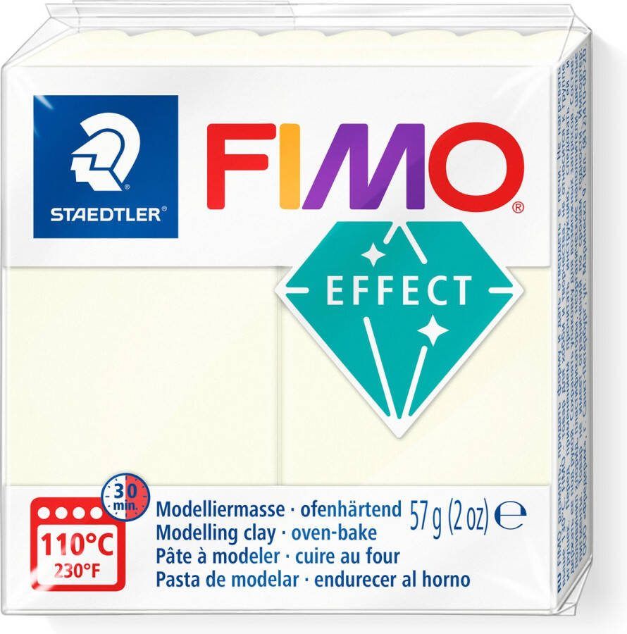 Fimo effect ovenhardende boetseerklei standaard blokje 57 g glow-in-the-dark