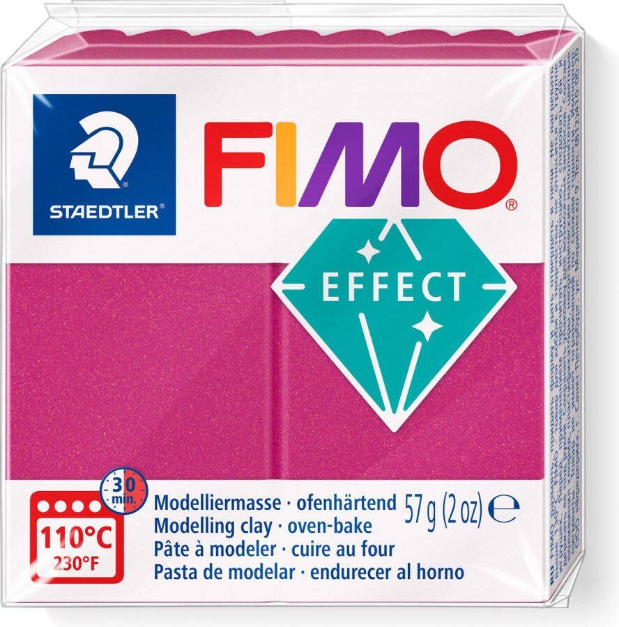 Fimo effect ovenhardende boetseerklei standaard blokje 57 g metallic bordeaux