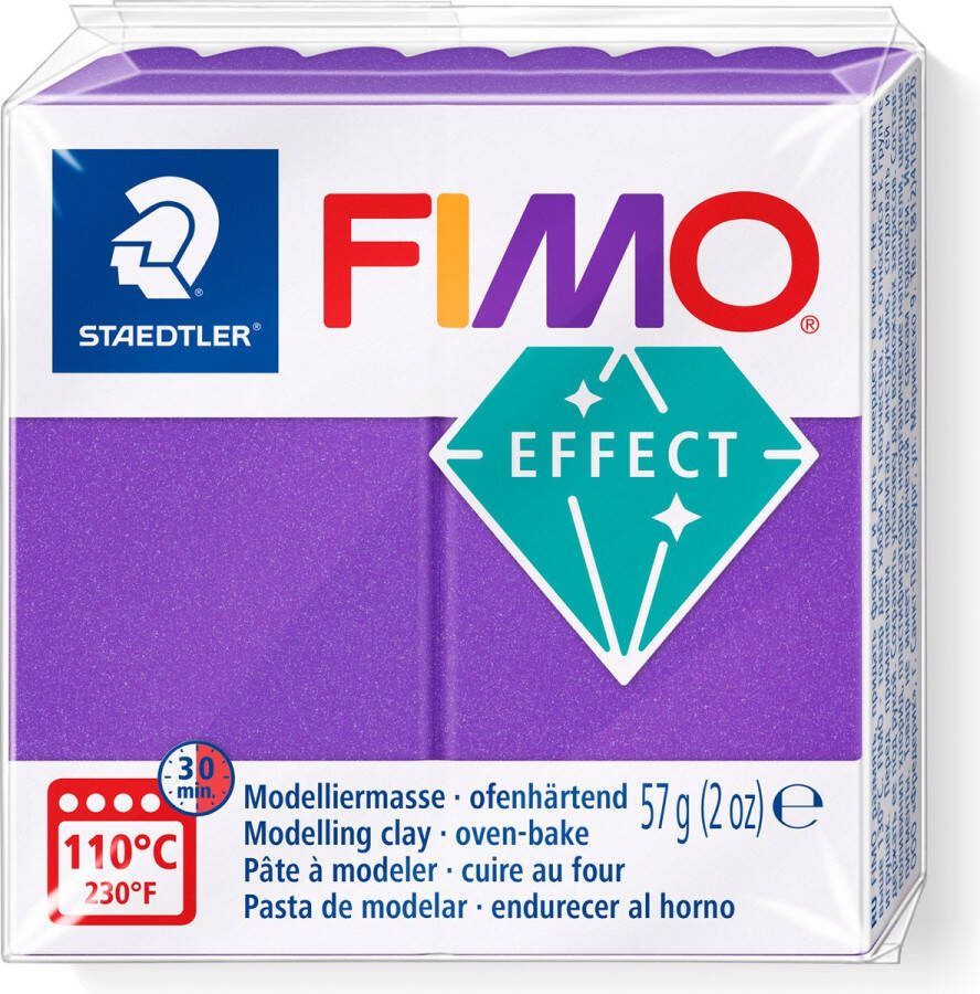 Fimo effect ovenhardende boetseerklei standaard blokje 57 g metallic lila