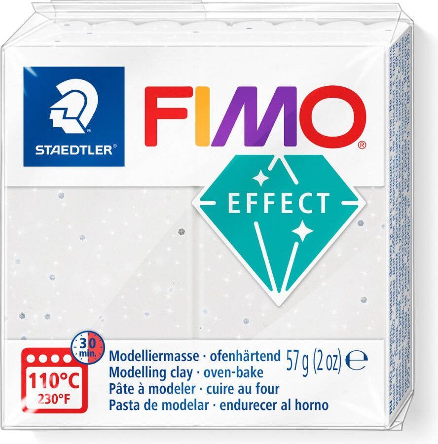 Fimo effect ovenhardende boetseerklei standaard blokje 57 g wit graniet