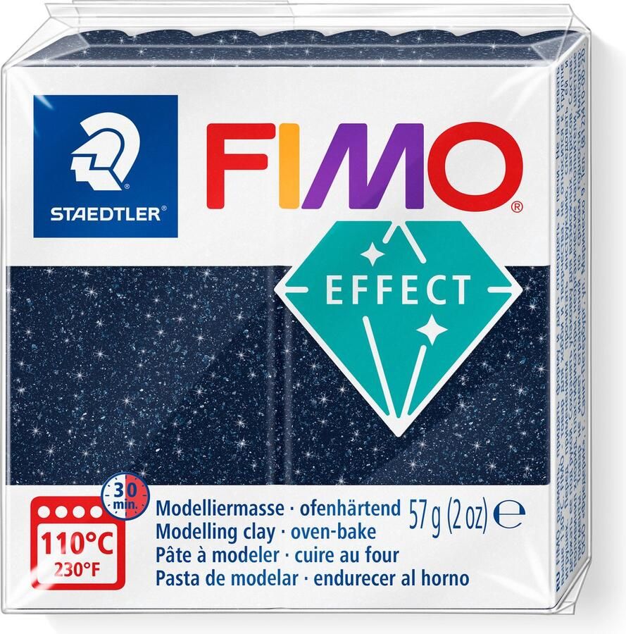 Fimo effect ovenhardende boetseerklei standaard blokje 57 g galaxy blauw