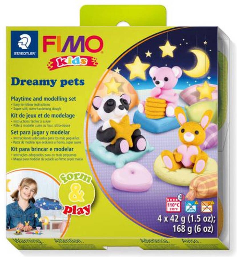 Fimo kids 8034 ovenhardende boetseerklei Form&Play set Dreamy Pets