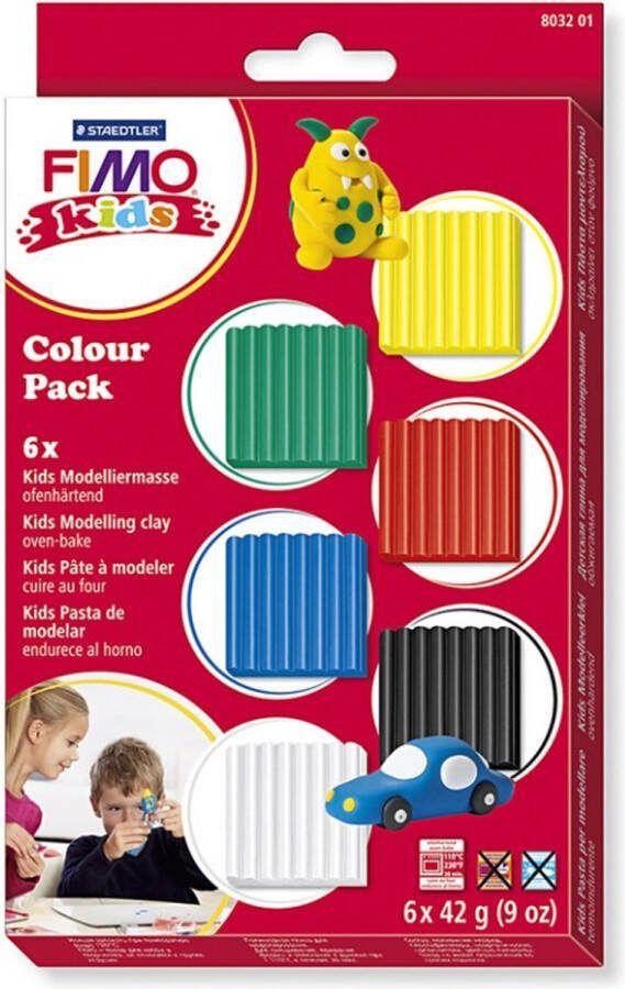 Fimo kids ovenhardende boetseerklei Colour pack basic (6 x 42g)