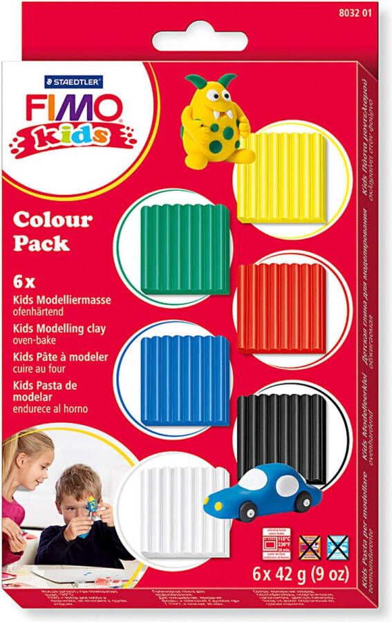 Fimo kids ovenhardende boetseerklei Colour pack basic (6 x 42g)