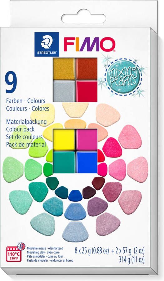 Fimo ovenhardende boetseerklei colour pack 9 kleuren Mixing mica