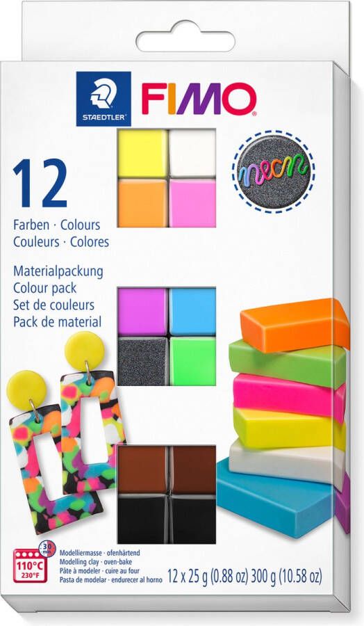 Fimo effect ovenhardende boetseerklei colour pack 12 neon kleuren