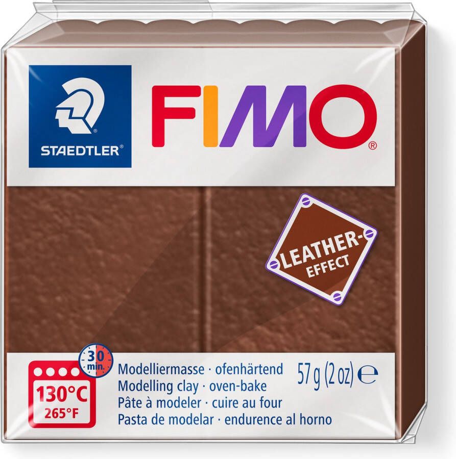 Fimo leather-effect ovenhardende boetseerklei standaard blokje 57 g noot