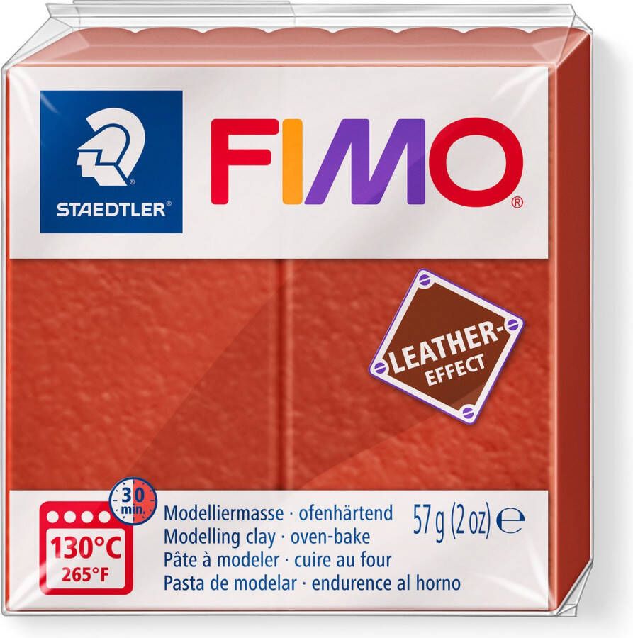 Fimo leather-effect ovenhardende boetseerklei standaard blokje 57 g roest