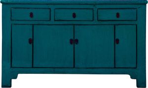Fine Asianliving Antiek Chinees Dressoir Teal Glanzend B136xD40xH84cm Chinese Meubels Oosterse Kast
