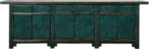Fine Asianliving Antiek Chinees Dressoir Teal Glanzend B263xD46xH89cm Chinese Meubels Oosterse Kast