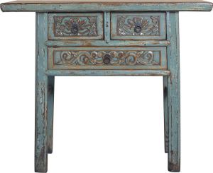 Fine Asianliving Antieke Chinese Sidetable Blauw Handgesneden B98xD42xH81cm Chinese Meubels Oosterse Kast