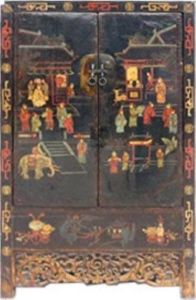 Fine Asianliving Antieke Chinese Bruidskast 125jaar Handgeschilderd B117xD46xH187cm Chinese Meubels Oosterse Kast