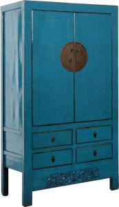 Fine Asianliving Antieke Chinese Bruidskast Blauw High Gloss B104xD50xH188cm Chinese Meubels Oosterse Kast