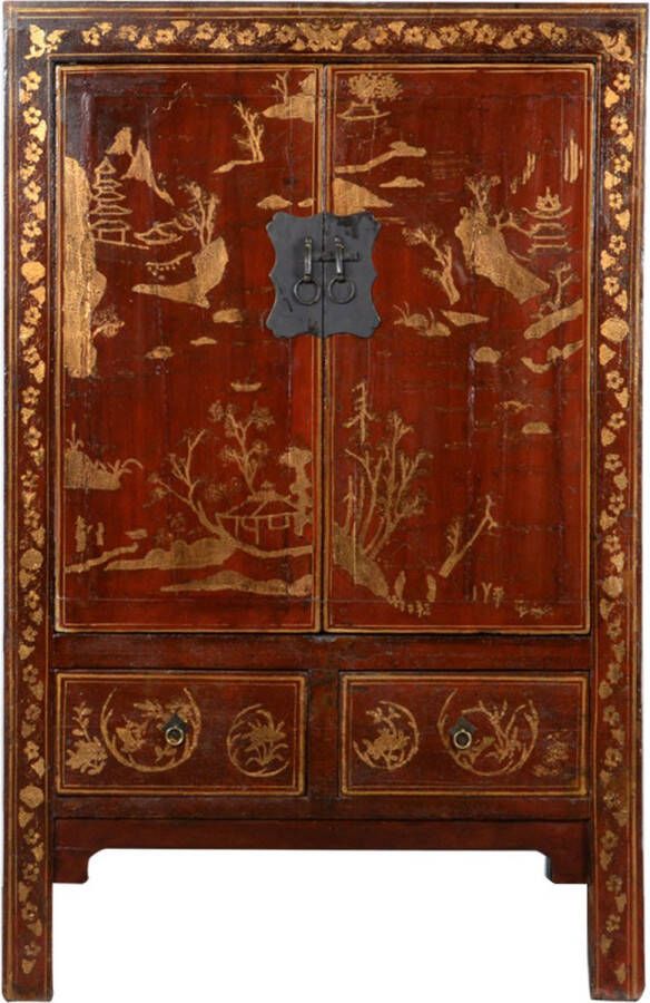 Fine Asianliving Antieke Chinese Bruidskast Handbeschilderd B120xD50xH185cm Chinese Meubels Oosterse Kast