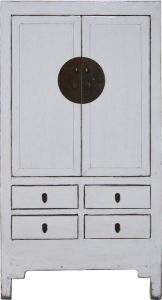 Fine Asianliving Antieke Chinese Bruidskast Wit High Gloss B102xD50xH189cm Chinese Meubels Oosterse Kast