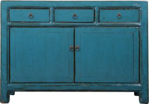 Fine Asianliving Antieke Chinese Dressoir Blauw High Gloss B103xD40xH90cm Chinese Meubels Oosterse Kast