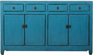 Fine Asianliving Antieke Chinese Dressoir Blauw High Gloss B154xD40xH93cm Chinese Meubels Oosterse Kast