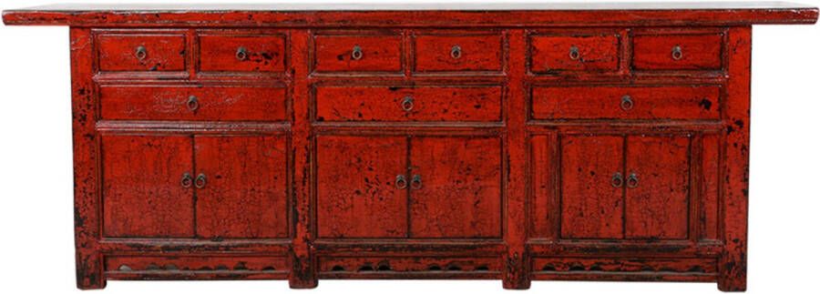 Fine Asianliving Antieke Chinese Dressoir Rood Glossy B255xD47xH93cm Chinese Meubels Oosterse Kast