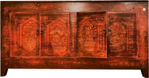Fine Asianliving Antieke Chinese Dressoir Rood Handbeschilderd B153xD45xH79cm Chinese Meubels Oosterse Kast
