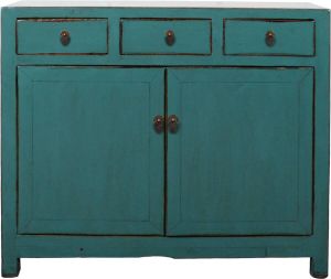 Fine Asianliving Antieke Chinese Dressoir Teal High Gloss B107xD40xH91cm Chinese Meubels Oosterse Kast