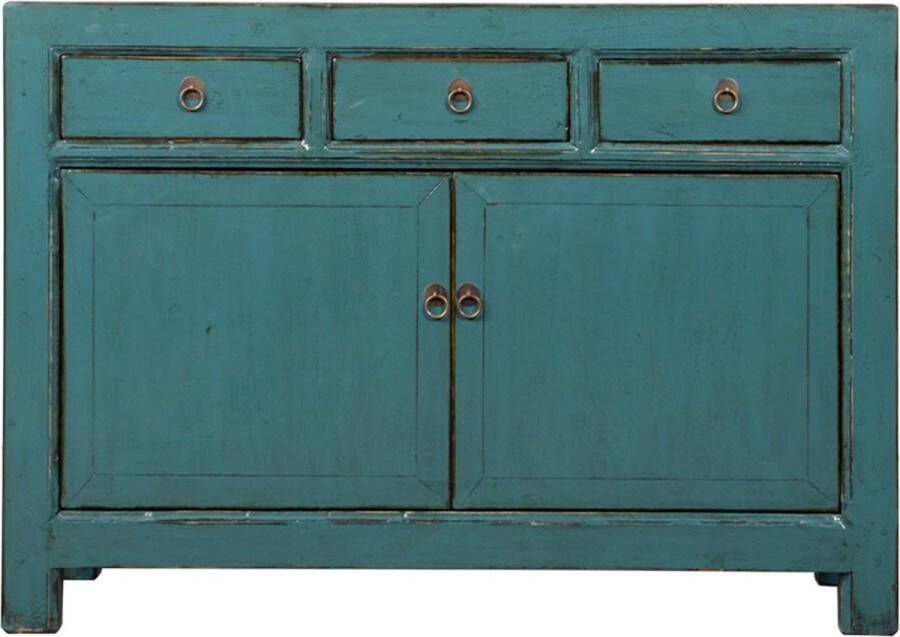 Fine Asianliving Antieke Chinese Dressoir Teal High Gloss B128xD40xH92cm Chinese Meubels Oosterse Kast