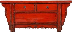 Fine Asianliving Antieke Chinese Kast Rood Glossy B105xD41xH45cm Chinese Meubels Oosterse Kast