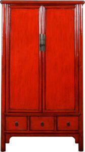 Fine Asianliving Antieke Chinese Kast Rood High Gloss B103xD49xH194cm Chinese Meubels Oosterse Kast