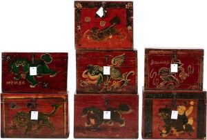 Fine Asianliving Antieke Chinese Kist Handgeschilderd