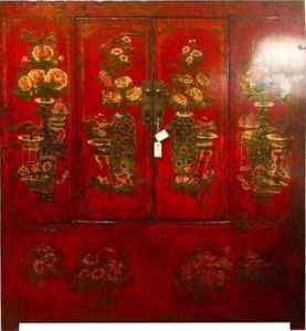 Fine Asianliving Antieke Chinese Tibetaanse Kast Handgeschilderd Rood Chinese Meubels Oosterse Kast