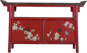 Fine Asianliving Chinees Dressoir Handbeschilderd Rood Tibetaans Geïnspireerd B143xD37xH87cm Chinese Meubels Oosterse Kast