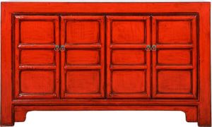 Fine Asianliving Chinees Dressoir Rood Glanzend B145xD40xH88cm Chinese Meubels Oosterse Kast