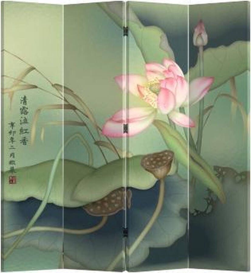 Fine Asianliving Chinees Kamerscherm Oosters Scheidingswand B160xH180cm 4 Panelen Lotuspond