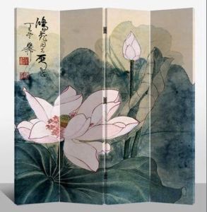 Fine Asianliving Chinees Kamerscherm Oosters Scheidingswand B160xH180cm 4 Panelen Retro Lotus