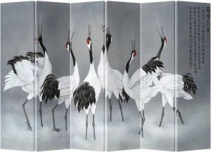 Fine Asianliving Chinees Kamerscherm Oosters Scheidingswand B240xH180cm 6 Panelen Kraanvogels