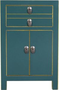Fine Asianliving Chinees Nachtkastje Teal B40xD32xH60cm Chinese Meubels Oosterse Kast