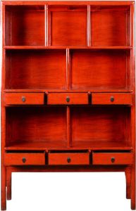 Fine Asianliving Chinese Display Boekenkast Rood High Gloss B138xD46xH215cm Chinese Meubels Oosterse Kast