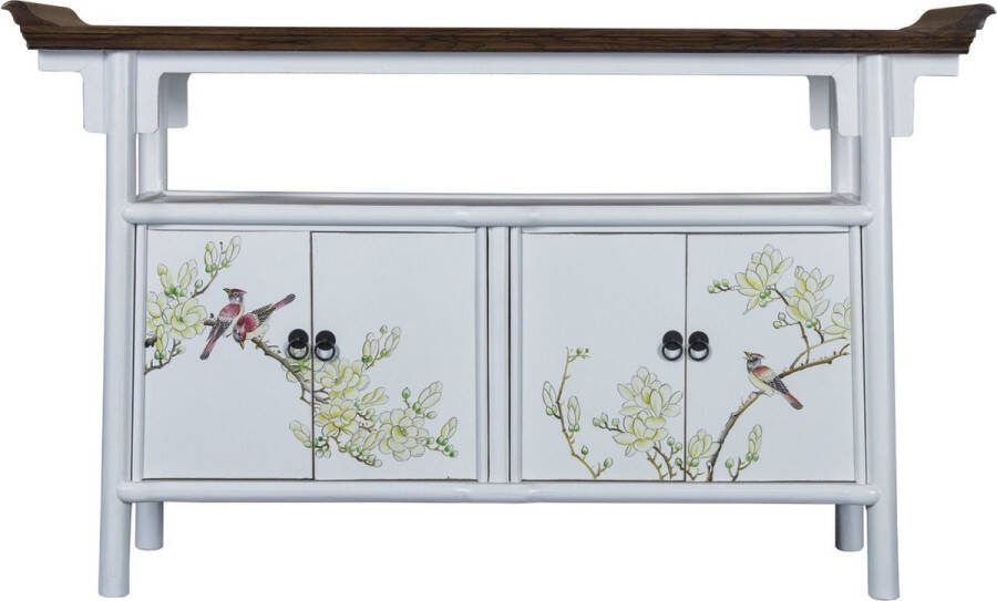 Fine Asianliving Chinese Dressoir Handpainted White Tibetaans Inspired W143xD37xH87cm Chinese Meubels Oosterse Kast