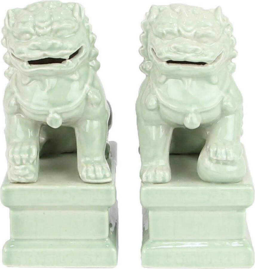 Fine Asianliving Chinese Foo Dogs Tempel Bewakers Leeuwen Porselein Mint Set 2 Handgemaakt W6xD8xH15cm